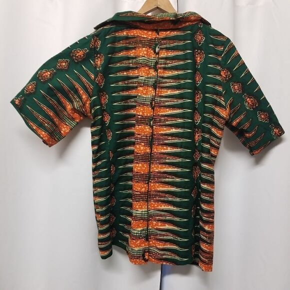 African Shirt Homemade Kenti Print Double Wax Block - Picture 5 of 6